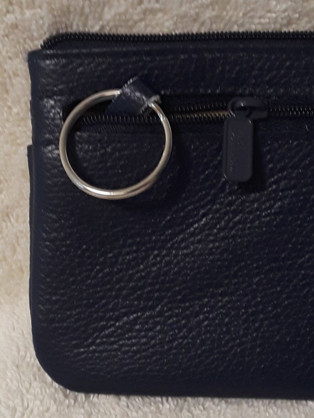 2 Pc: Buxton Genuine Leather ID Wallet Coin Purse Key Ring Navy Blue 5 x 4 - Picture 8 of 11